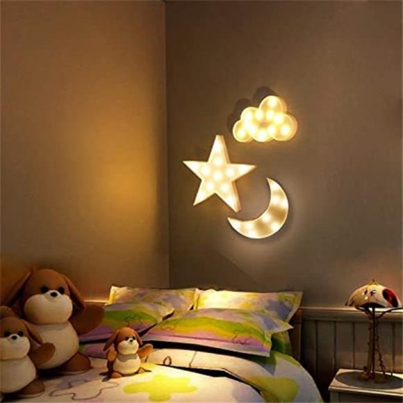 3 PCS 3D Crescent Moon Light Cloud Led Star Lamp, Night Lights Room Decor - Picture 12 of 14